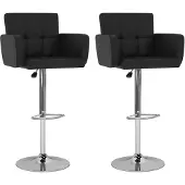 vidaXL Barstoelen 2 st kunstleer zwart