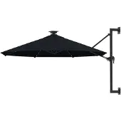 vidaXL Wandparasol met LED's 300 cm zwart