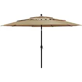 vidaXL Parasol 3-laags met aluminium paal 3,5 m taupe