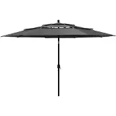 vidaXL Parasol 3-laags met aluminium paal 3,5 m antracietkleurig