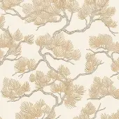 Dutch Wallcoverings WF121012 Vliesbehang Wall Fabric Pine Tree Cream - 53cm x 10m