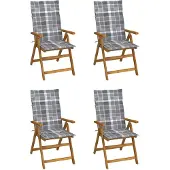vidaXL Inklapbare stoelen 4 st verstelbaar met kussens