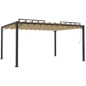 vidaXL Prieel met lamellendak 3x4 m stof en aluminium taupe