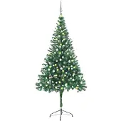vidaXL Kunstkerstboom met verlichting en kerstballen 910 takken 210 cm