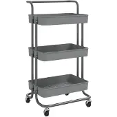 vidaXL Keukentrolley 3-laags 42x35x85 cm ijzer en ABS grijs