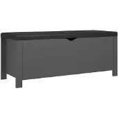 vidaXL - Opbergbox - met - kussen - 105x40x45 - cm - bewerkt - hout - grijs