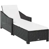 vidaXL Ligbed met crèmewit kussen poly rattan zwart