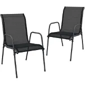 vidaXL Tuinstoelen 2 st staal en textileen zwart
