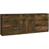 vidaXL 3-delige Dressoirs bewerkt hout gerookt eiken