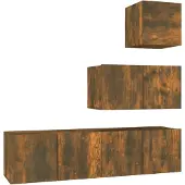 vidaXL 4-delige Tv-meubelset bewerkt hout gerookt eikenkleurig
