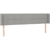 vidaXL Hoofdbord met randen 183x16x78/88 cm stof lichtgrijs