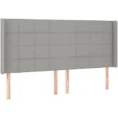 vidaXL Hoofdbord met randen 163x16x118/128 cm stof lichtgrijs