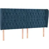 vidaXL Hoofdbord met randen 203x23x118/128 cm fluweel donkerblauw