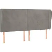 vidaXL Hoofdbord met randen 183x23x118/128 cm fluweel lichtgrijs