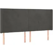 vidaXL Hoofdbord met randen 183x16x118/128 cm fluweel donkergrijs