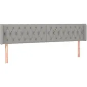 vidaXL Hoofdbord met randen 203x16x78/88 cm stof lichtgrijs