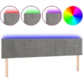 vidaXL Hoofdbord LED 180x5x78/88 cm fluweel lichtgrijs