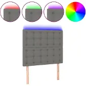 vidaXL Hoofdbord LED 90x5x118/128 cm stof donkergrijs