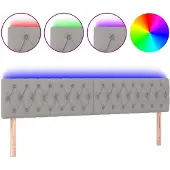 vidaXL Hoofdbord LED 200x7x78/88 cm stof lichtgrijs