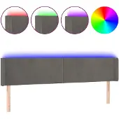 vidaXL Hoofdbord LED 203x16x78/88 cm fluweel donkergrijs