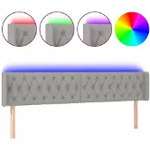 vidaXL Hoofdbord LED 203x16x78/88 cm stof lichtgrijs