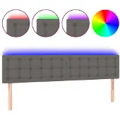 vidaXL Hoofdbord LED 160x5x78/88 cm kunstleer grijs