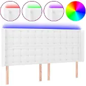 vidaXL Hoofdbord LED 163x16x118/128 cm kunstleer wit