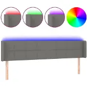 vidaXL Hoofdbord LED 183x16x78/88 cm stof donkergrijs