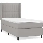 vidaXL Boxspring met matras stof lichtgrijs 90x190 cm