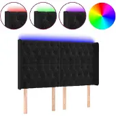 vidaXL Hoofdbord LED 147x16x118/128 cm fluweel zwart