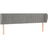vidaXL Hoofdbord met randen 203x23x78/88 cm fluweel lichtgrijs