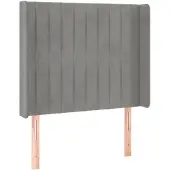 vidaXL Hoofdbord met randen 103x16x118/128 cm fluweel lichtgrijs