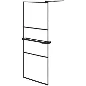 vidaXL Inloopdouchewand met schap 80x195 cm ESG-Glas aluminium zwart