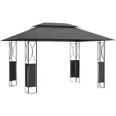 vidaXL Prieel met dak 400x300x270 cm staal antracietkleurig