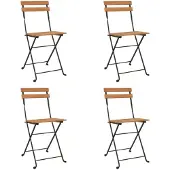vidaXL Opklapbare stoelen, 4 stuks, massief teakhout en staal