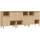 vidaXL Dressoirs 3 st 60x35x70 cm bewerkt hout sonoma eikenkleurig