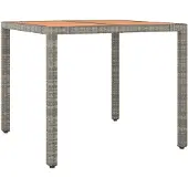 vidaXL Tuintafel met houten blad poly ratten en acaciahout grijs