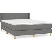 vidaXL Boxspring met matras stof donkergrijs 140x190 cm