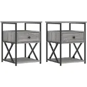 vidaXL Nachtkastjes 2 st 40x42x55 cm bewerkt hout grijs sonoma eiken