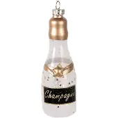 Clayre & Eef Kersthanger Fles 12 cm Goudkleurig Glas Kerstboomversiering Goudkleurig Kerstboomversiering