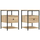 vidaXL Nachtkastjes 2 st 40x42x56 cm bewerkt hout sonoma eikenkleurig