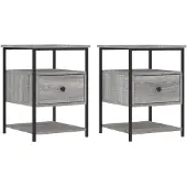 vidaXL Nachtkastjes 2 st 40x42x56 cm bewerkt hout grijs sonoma eiken