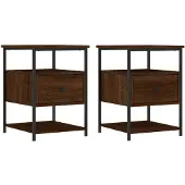 vidaXL Nachtkastjes 2 st 40x42x56 cm bewerkt hout bruin eikenkleur