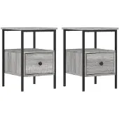 vidaXL Nachtkastjes 2 st 34x36x50 cm bewerkt hout grijs sonoma eiken
