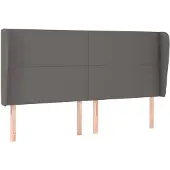 vidaXL Hoofdbord met randen 183x23x118/128 cm kunstleer grijs