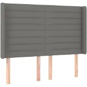 vidaXL Hoofdbord met randen 147x16x118/128 cm stof donkergrijs
