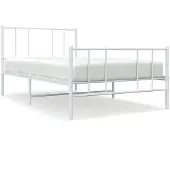 vidaXL Bedframe met hoofd- en voeteneinde metaal wit 80x200 cm