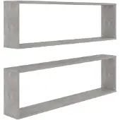 vidaXL Wandschappen kubus 2 st 100x15x30 cm bewerkt hout betongrijs