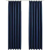 vidaXL Gordijnen verduisterend met haken 2 st 140x225 cm blauw