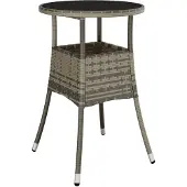 vidaXL Tuintafel Ø60x75 cm gehard glas en poly rattan grijs
